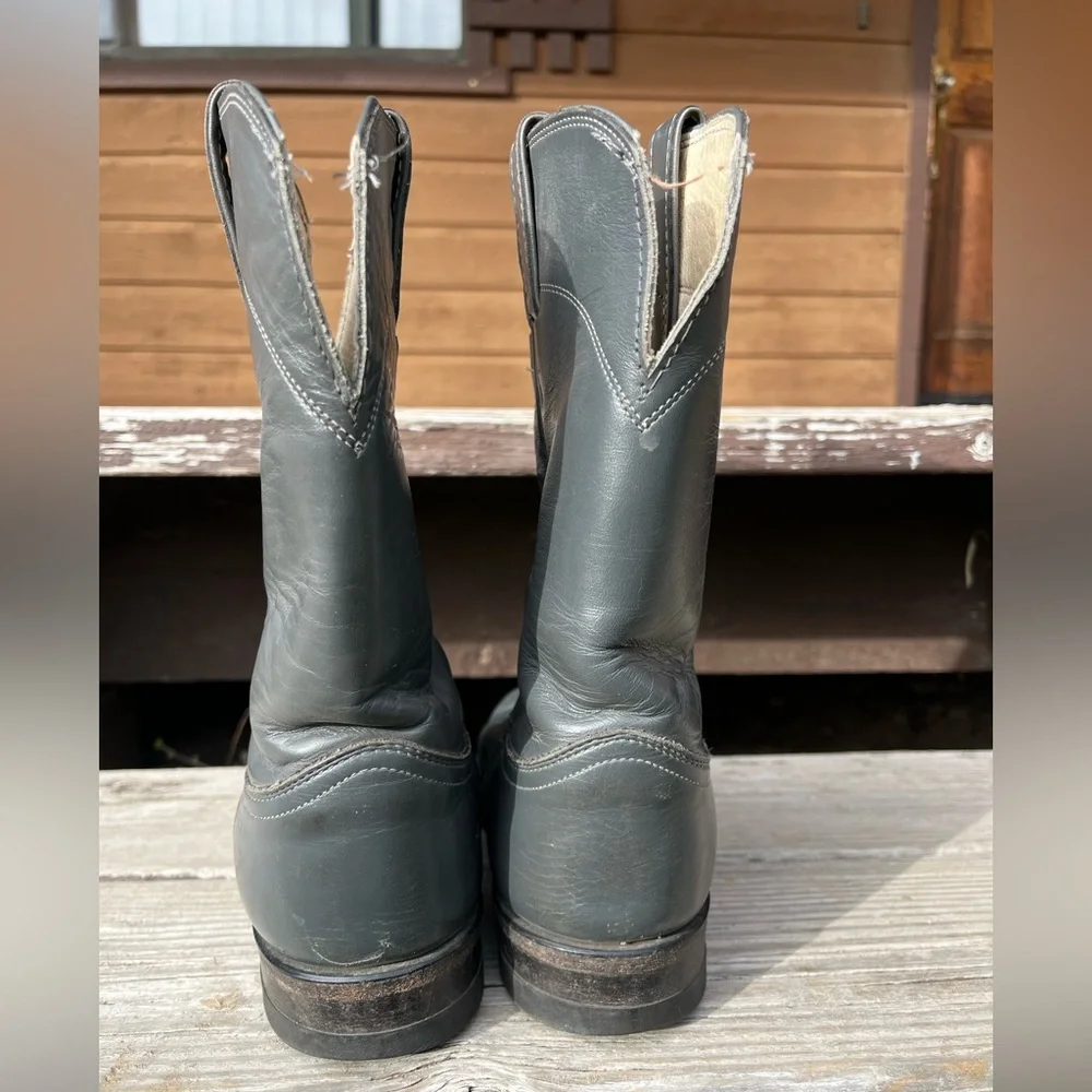 Justin men’s grey cowboy Western boots. Size 7D - Picture 4 of 8